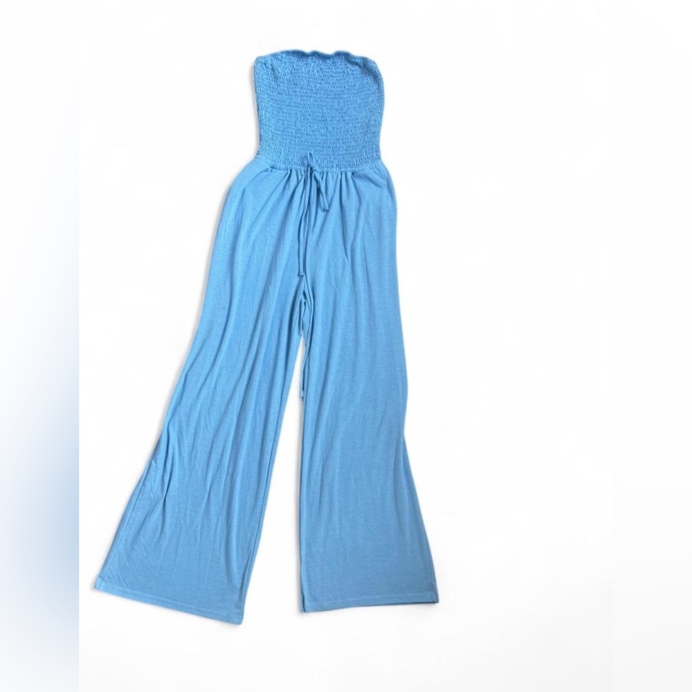 SHEIN Blue Strapless Jumpsuit